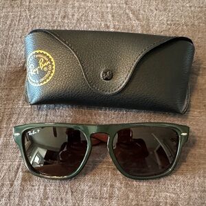 Ray-Ban Polarized Sunglasses in Dark Green with Black Case